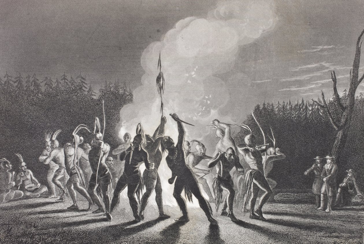 Washington et Fairfax à une danse de guerre indienne, 1748, de 