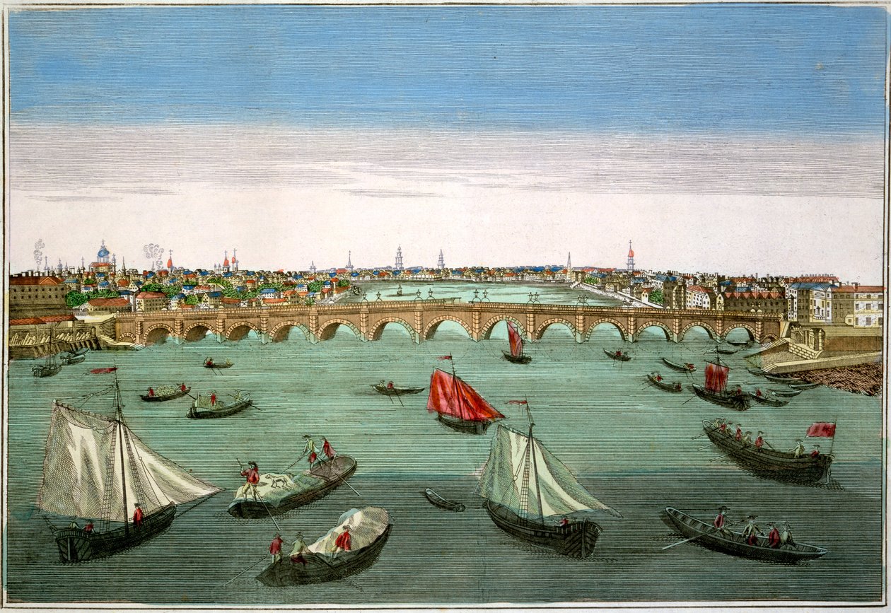 Pont de Westminster, Londres, début à mi-18e siècle - English School