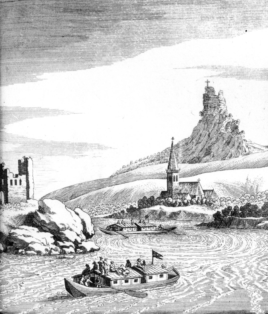Tourbillon dans le Danube, de An Account of Several Travels par Edward Browne, publié en 1677 - English School