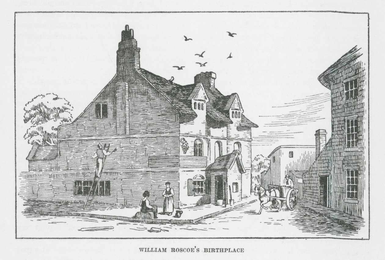 Lieu de naissance de William Roscoe (lithographie) - English School