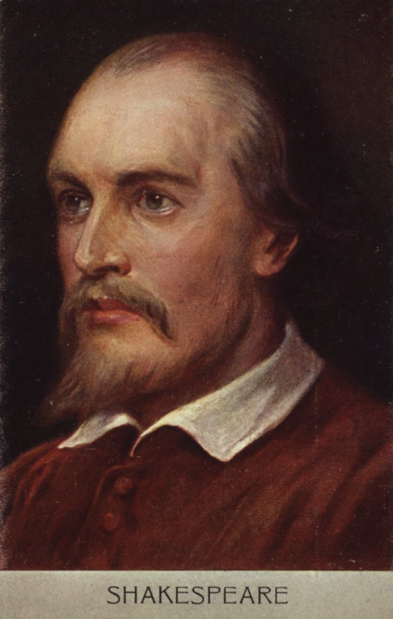 William Shakespeare (c1564-1616), dramaturge et poète anglais (lithographie couleur) - English School