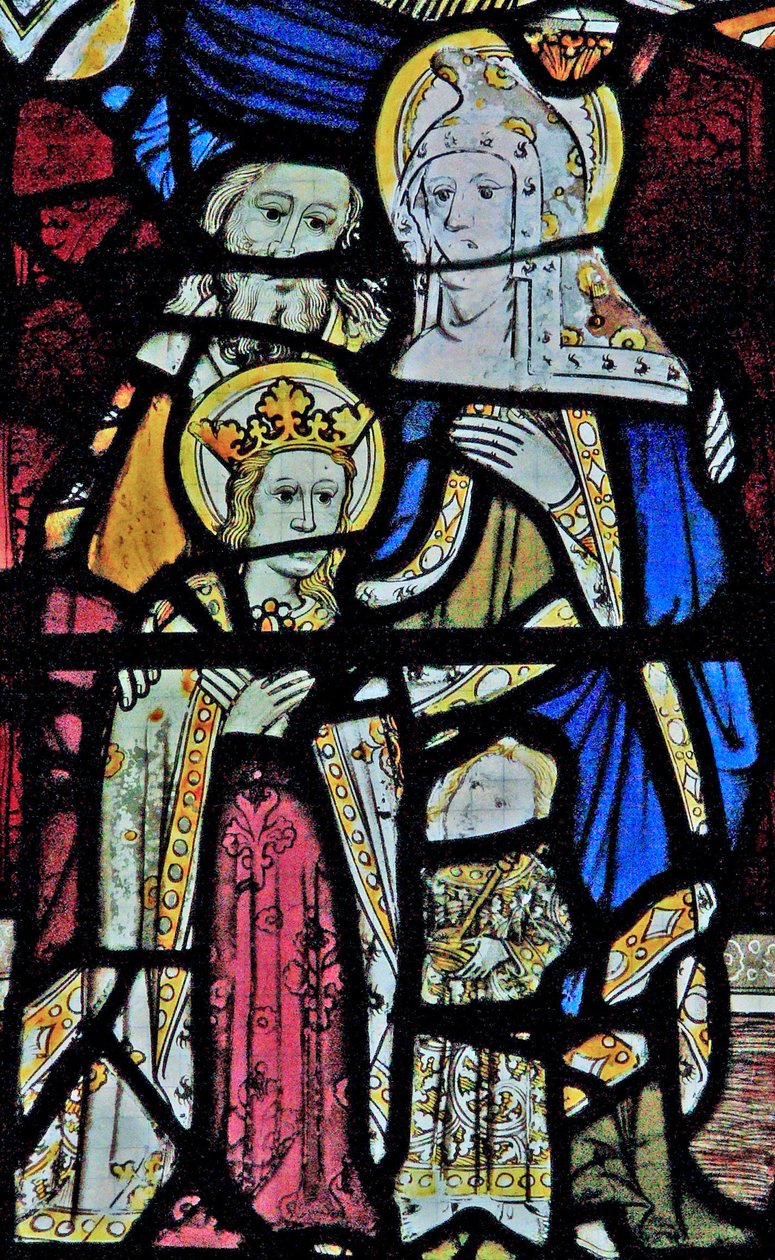 Fenêtre Ew représentant Sainte Anne, Joachim, la Vierge Marie et l
