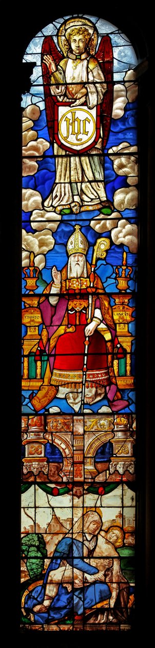 Fenêtre N2 représentant une fenêtre de la nef nord avec Saint Nicolas - English School