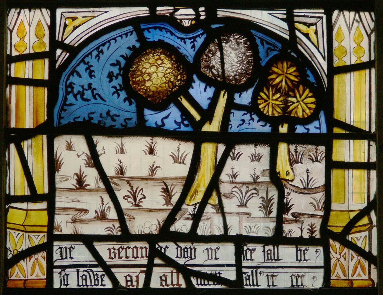 Fenêtre N3 représentant les Quinze Derniers Jours du Monde (la fenêtre du Pryke de Conscience) : la mer descend - English School