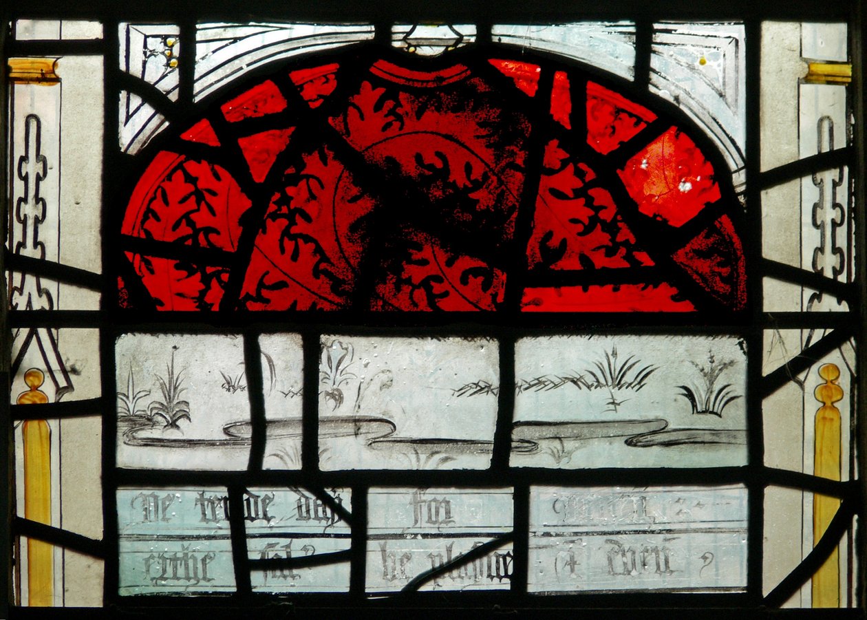 Fenêtre N3 représentant les Quinze Derniers Jours du Monde (la fenêtre du Pryke de Conscience) : Seule la terre et le ciel peuvent être vus - English School