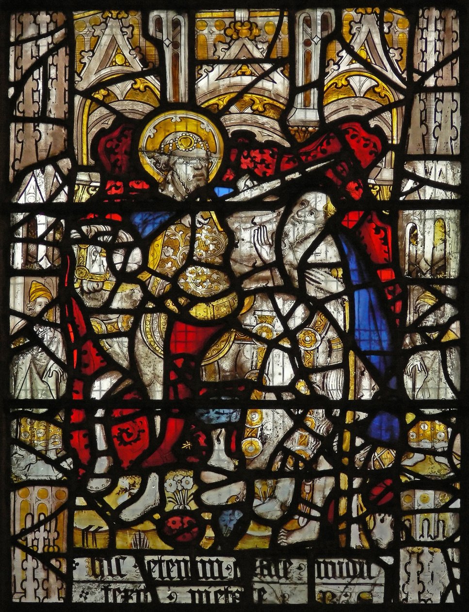 Fenêtre représentant la Charité de Saint Martin : il divise son manteau - English School