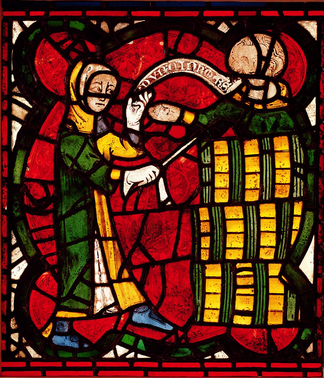 Vitrail représentant un vendeur de barils, vers 1300 - English School