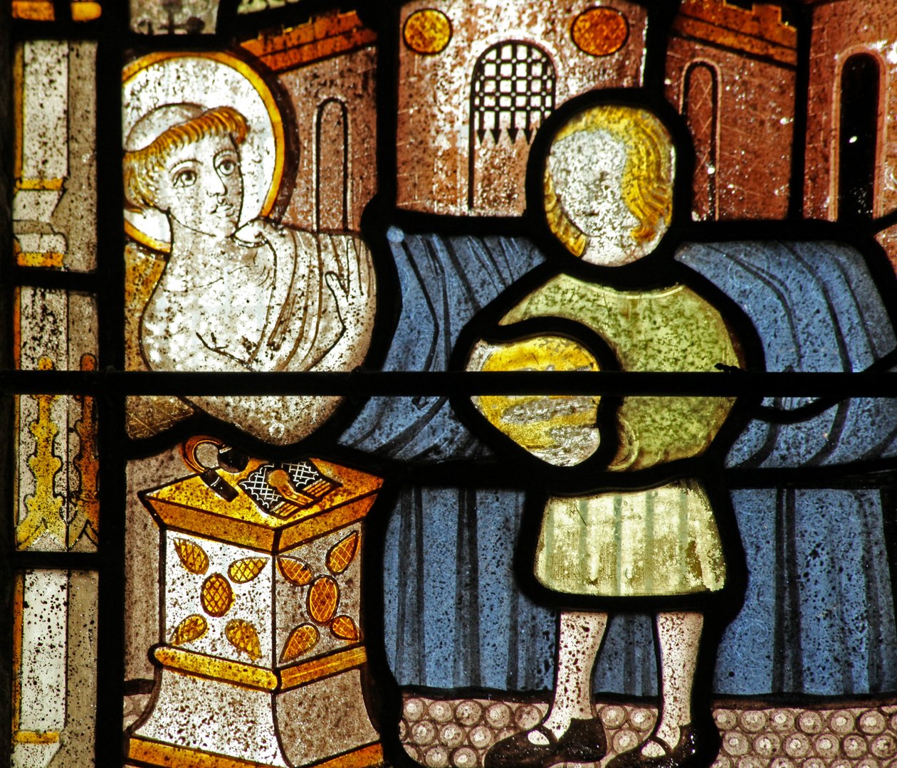 Fenêtre n5 représentant Saint Neot recevant les deux poissons - English School