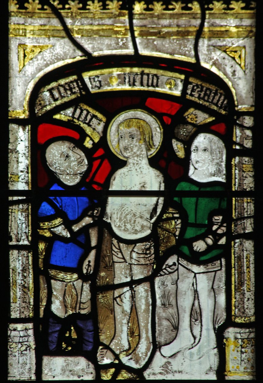 Fenêtre n°6 représentant Saint Georges torturé avec des râteaux en fer - English School