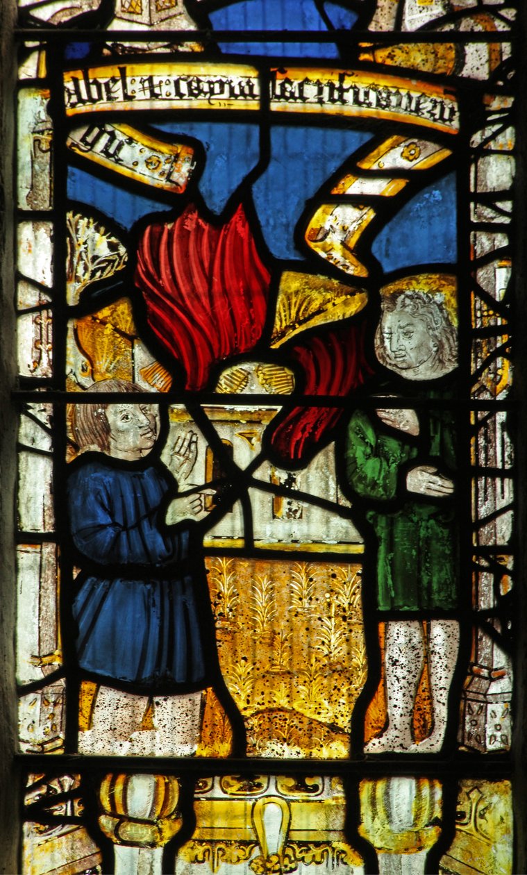Fenêtre n°1 représentant Caïn et Abel faisant leurs offrandes - English School