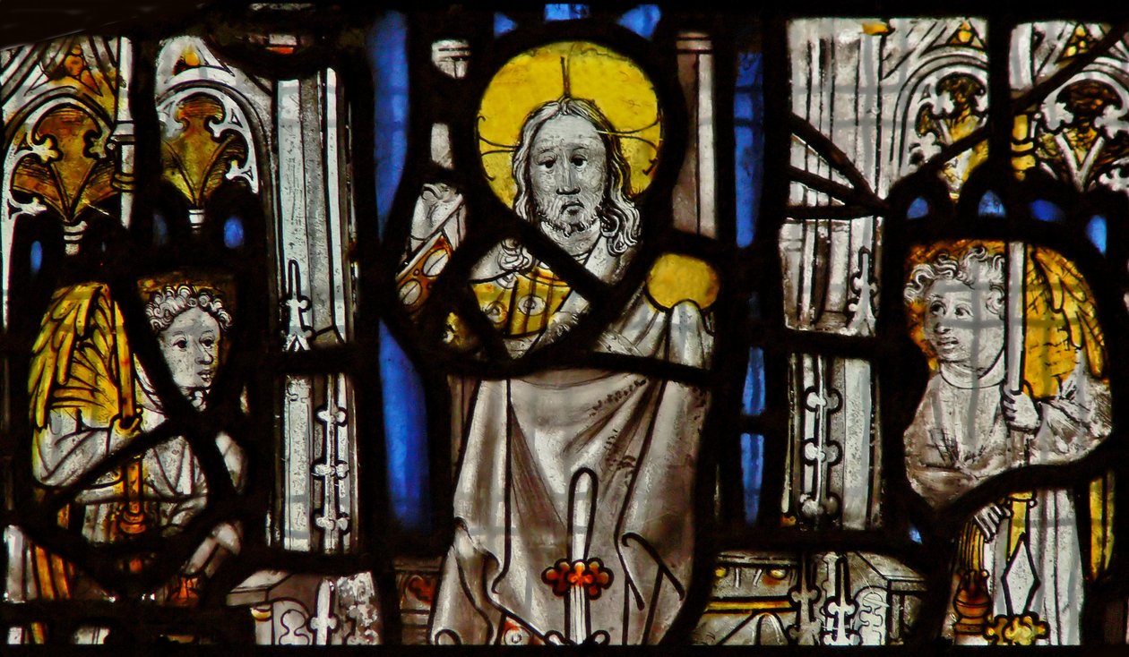 Fenêtre s1 représentant le Christ et deux anges - English School