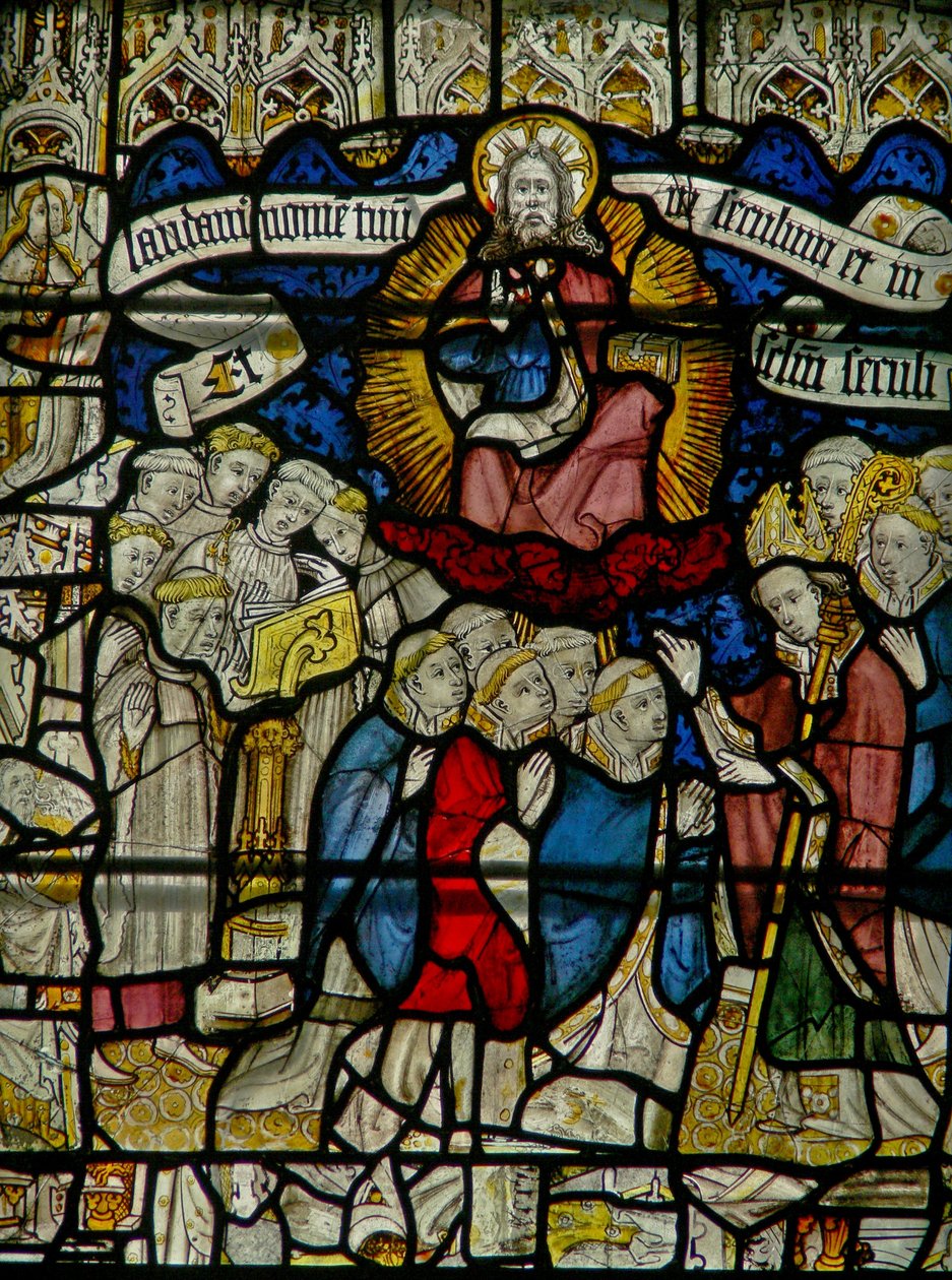 Fenêtre w25 représentant le Te Deum : le clergé - English School