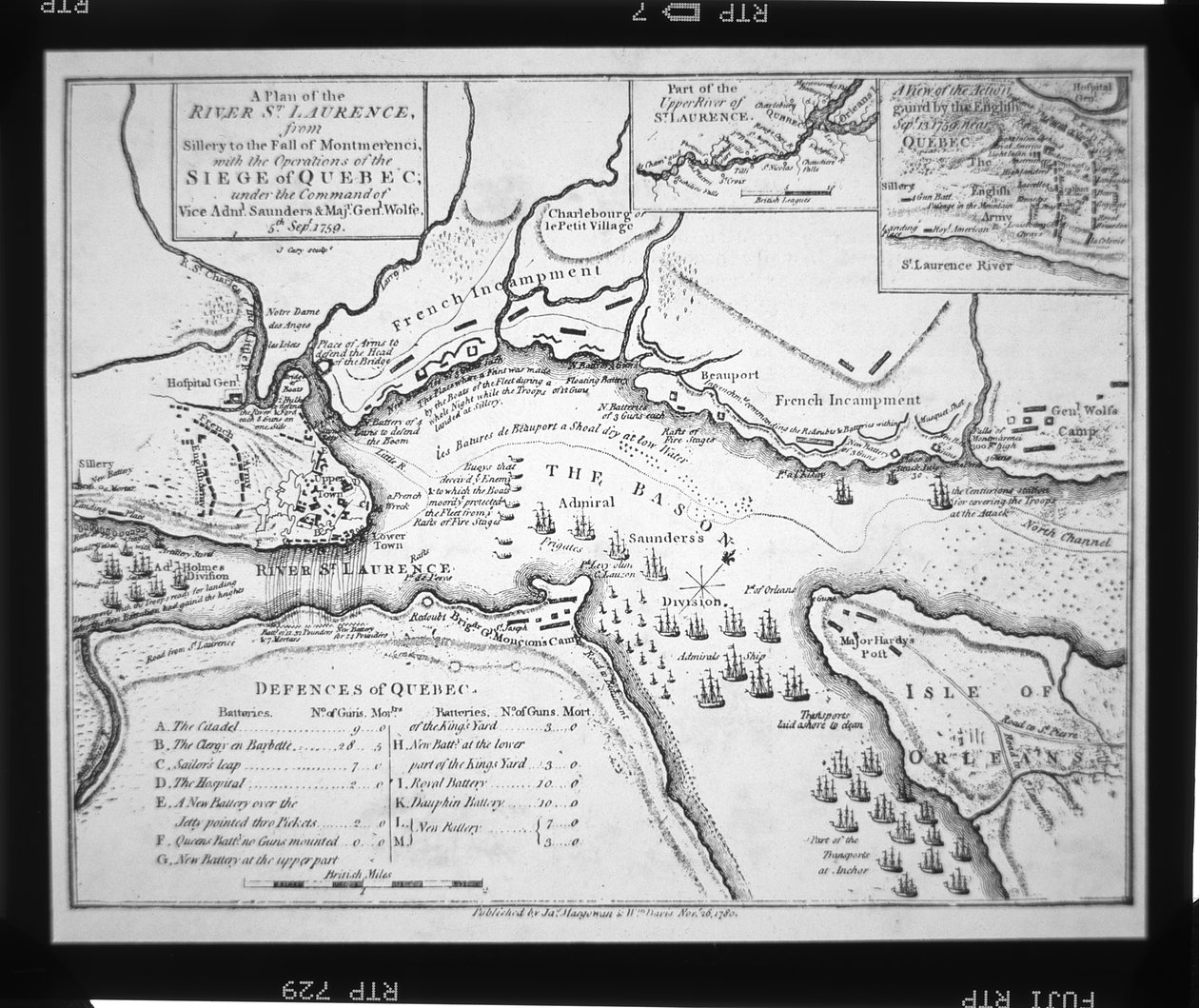 Plan de Wolfe pour le siège de Québec en 1759 - English School