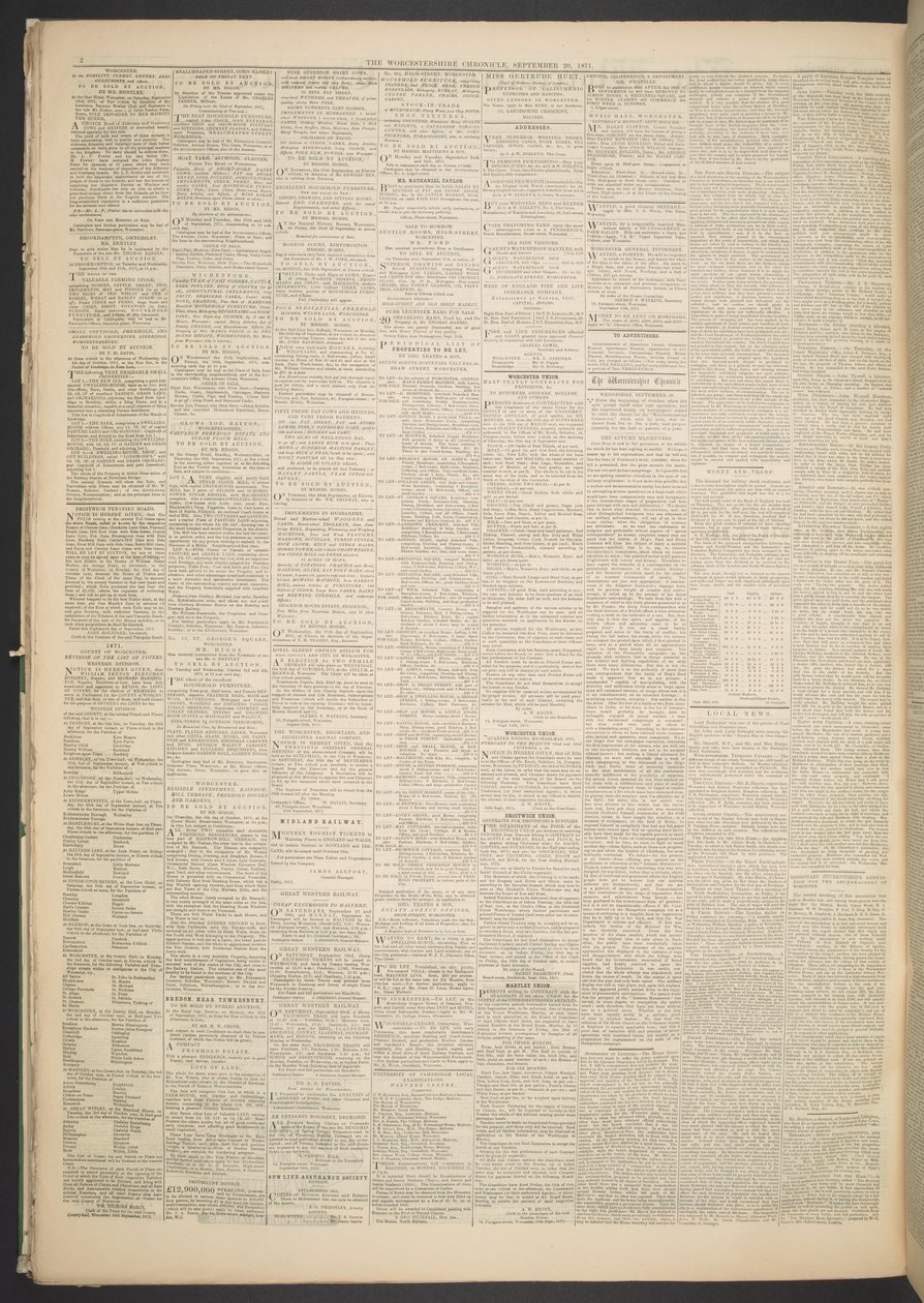 Worcestershire Chronicle, 20 septembre 1871 (impression) - English School