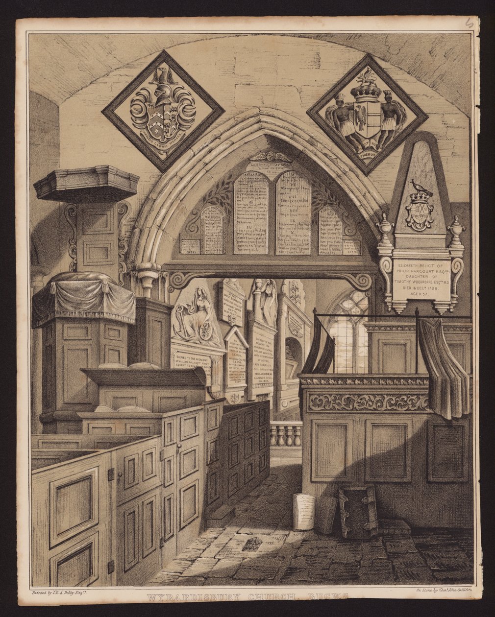 Église de Wyrardisbury, Bucks (gravure) - English School