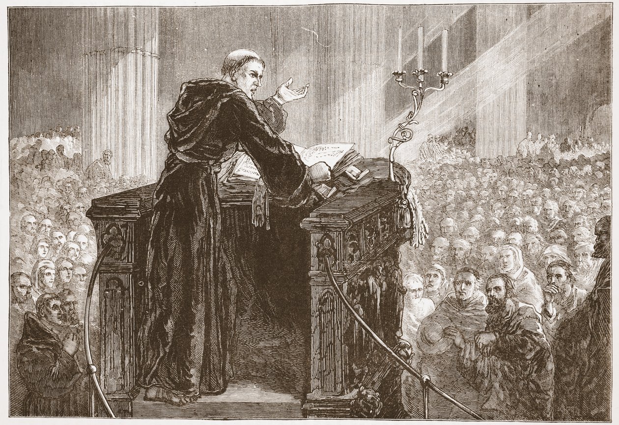 Zwingle prêchant dans la cathédrale de Zurich, illustration de L