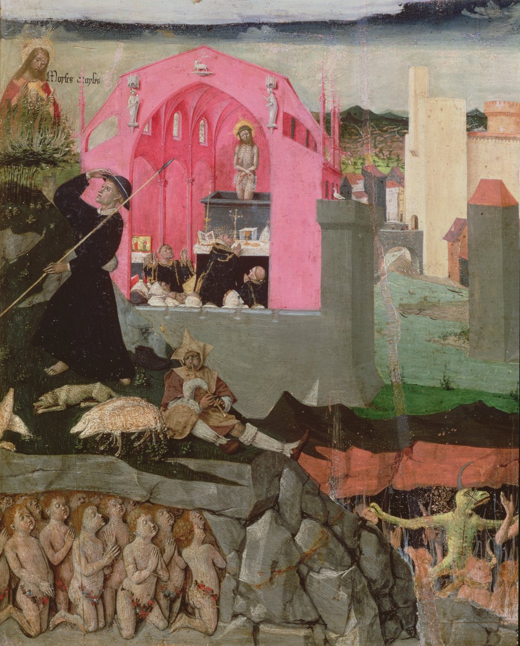 Messe de Saint Grégoire le Grand, Moïse, résurrection des morts, (détail) de la Couronnement de la Vierge, 1453-54 - Enguerrand Quarton