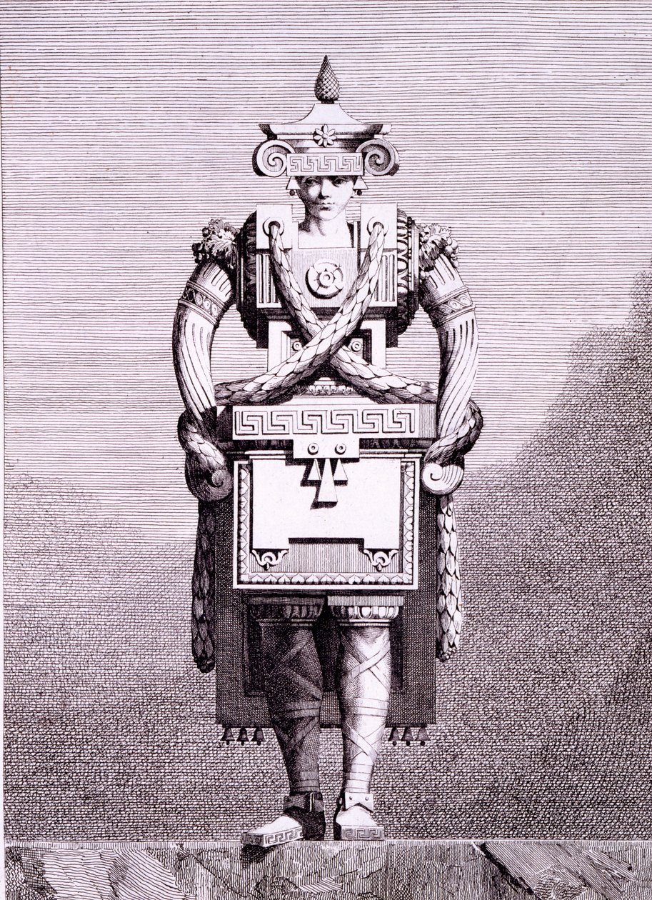 Femme grecque, gravure de B. Bossi, de 