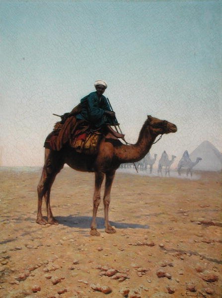 Une caravane passant une pyramide, c.1869 - Enrico Tarenghi