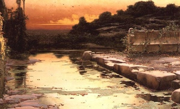 Ruines inondées au coucher du soleil - Enrique Serra
