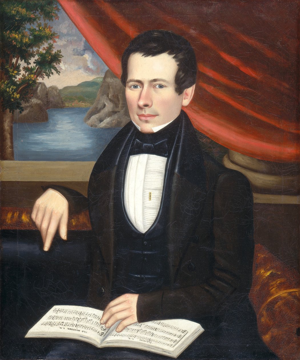 Homme avec un livre de mélodies : Peut-être M. Cook - Erastus Salisbury Field