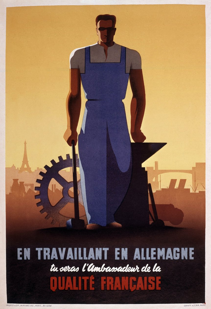 Affiche de propagande française pour le STO (organisation de travail obligatoire créée en 1943 pendant l
