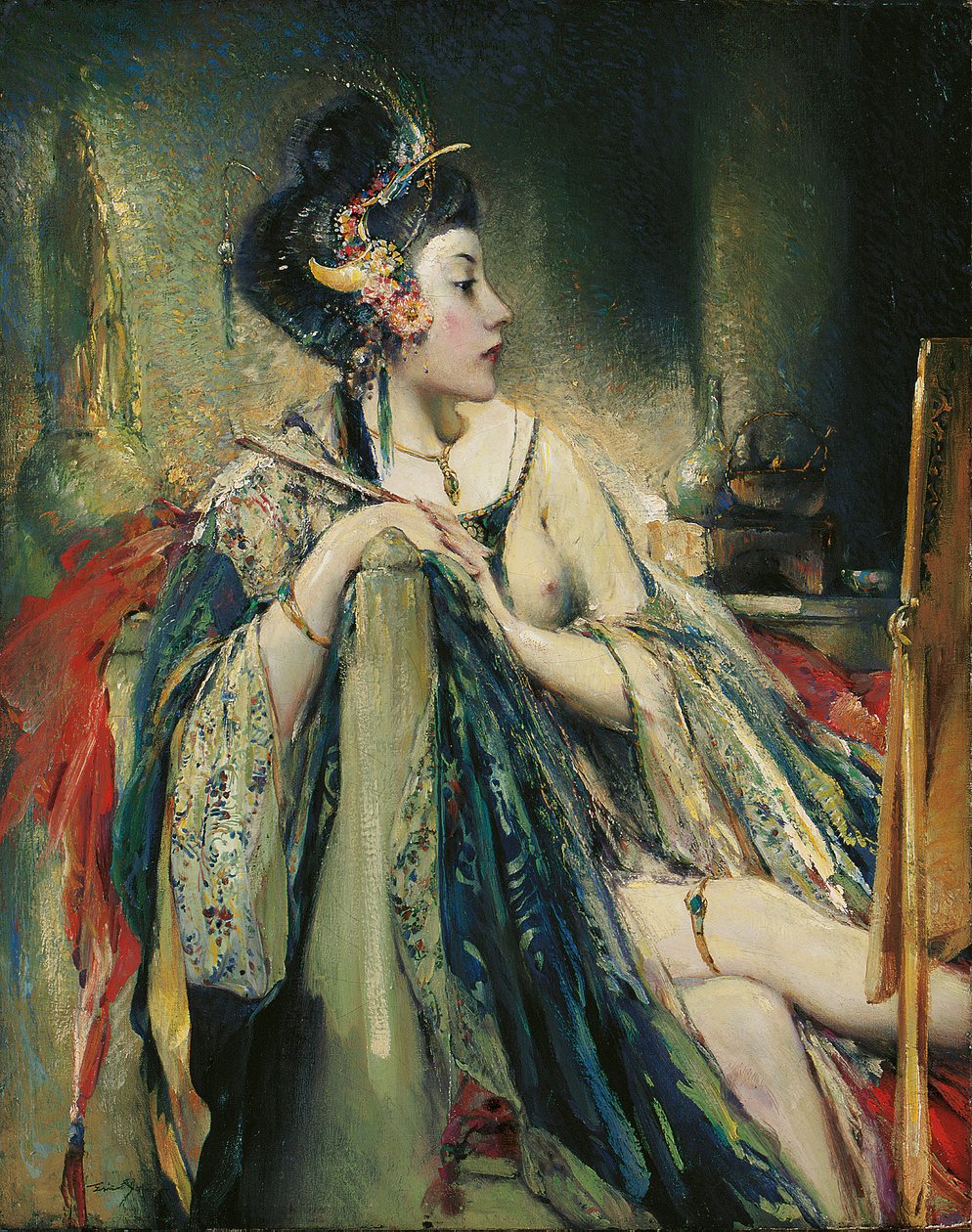 Une femme exotique à sa toilette - Eric Pape