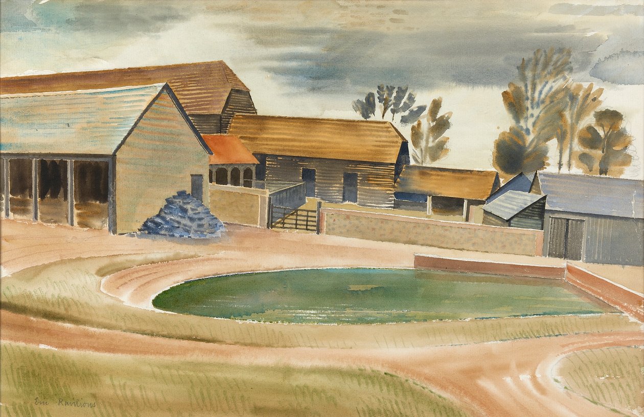 Cour de ferme | Eric Ravilious | Estampe d'art