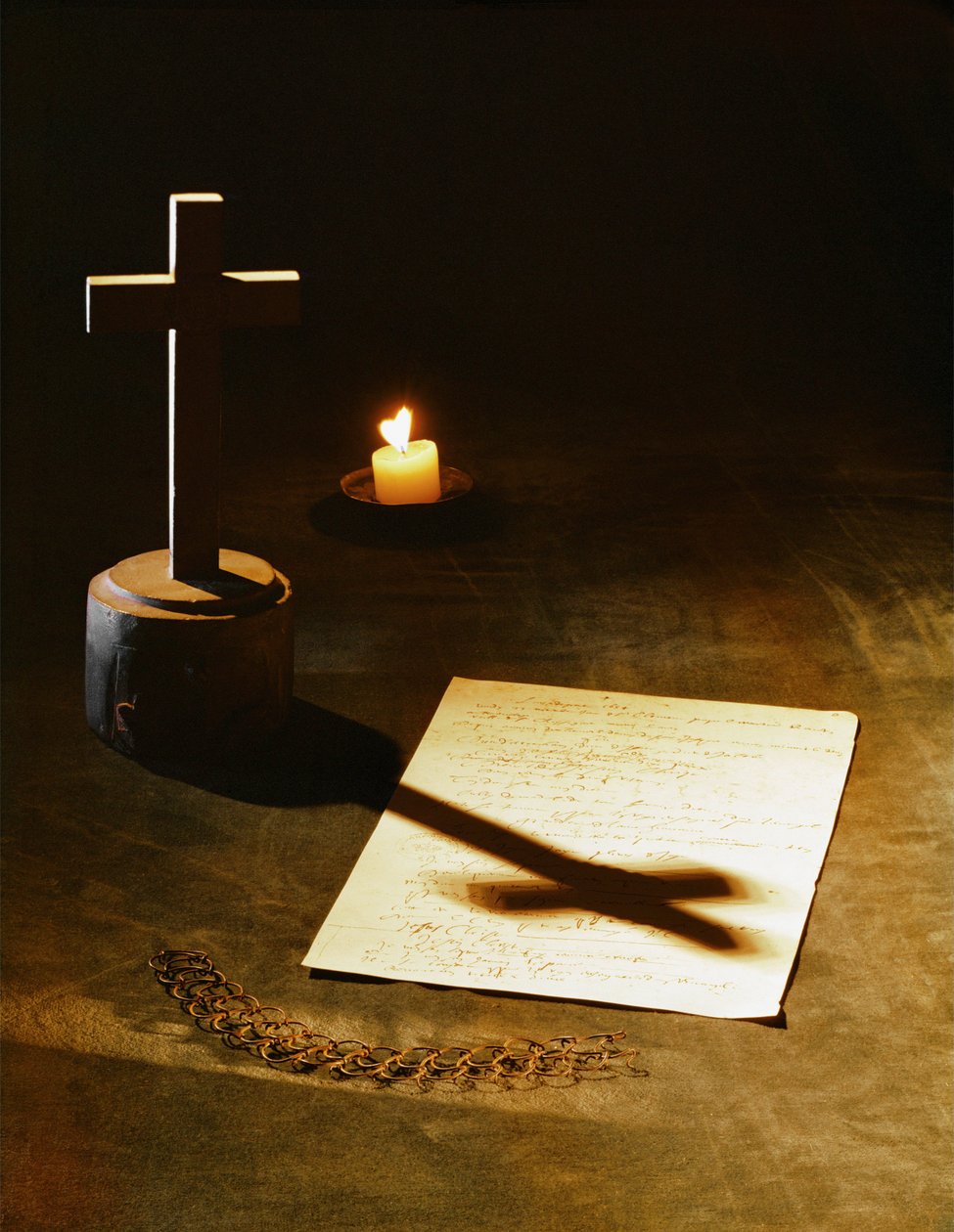 La ceinture de châtiment en argent de Blaise Pascal, sa croix de pierre et le manuscrit du "Mémorial" (photo) - Erich Lessing