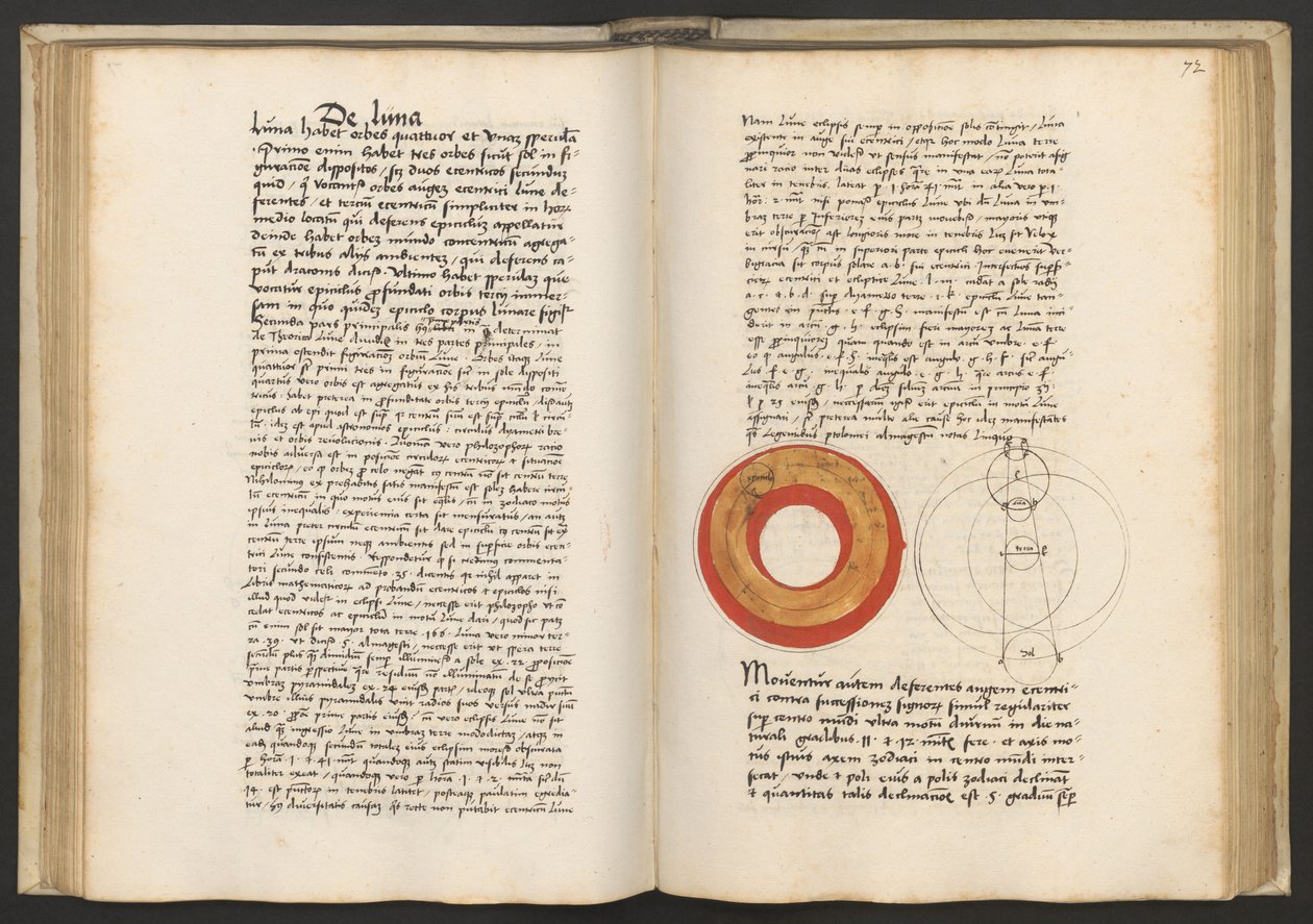 Georg von Peurbach, Theoricae novae planetarum, Leipzig, après 1505, c.1505 (dessin à la plume et à la détrempe) - Erich Lessing