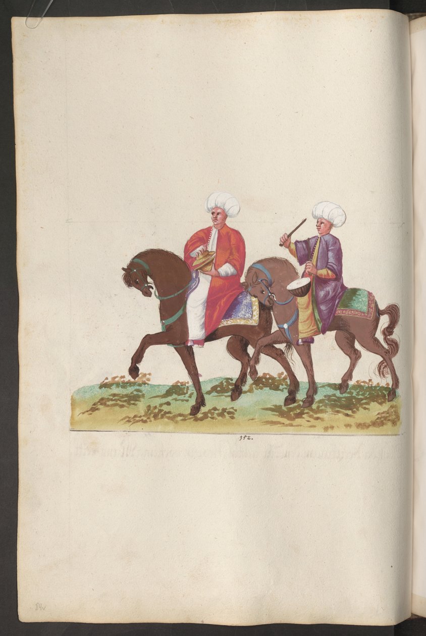 Cérémonie de mariage turque : musiciens à cheval avec des instruments à percussion - Erich Lessing