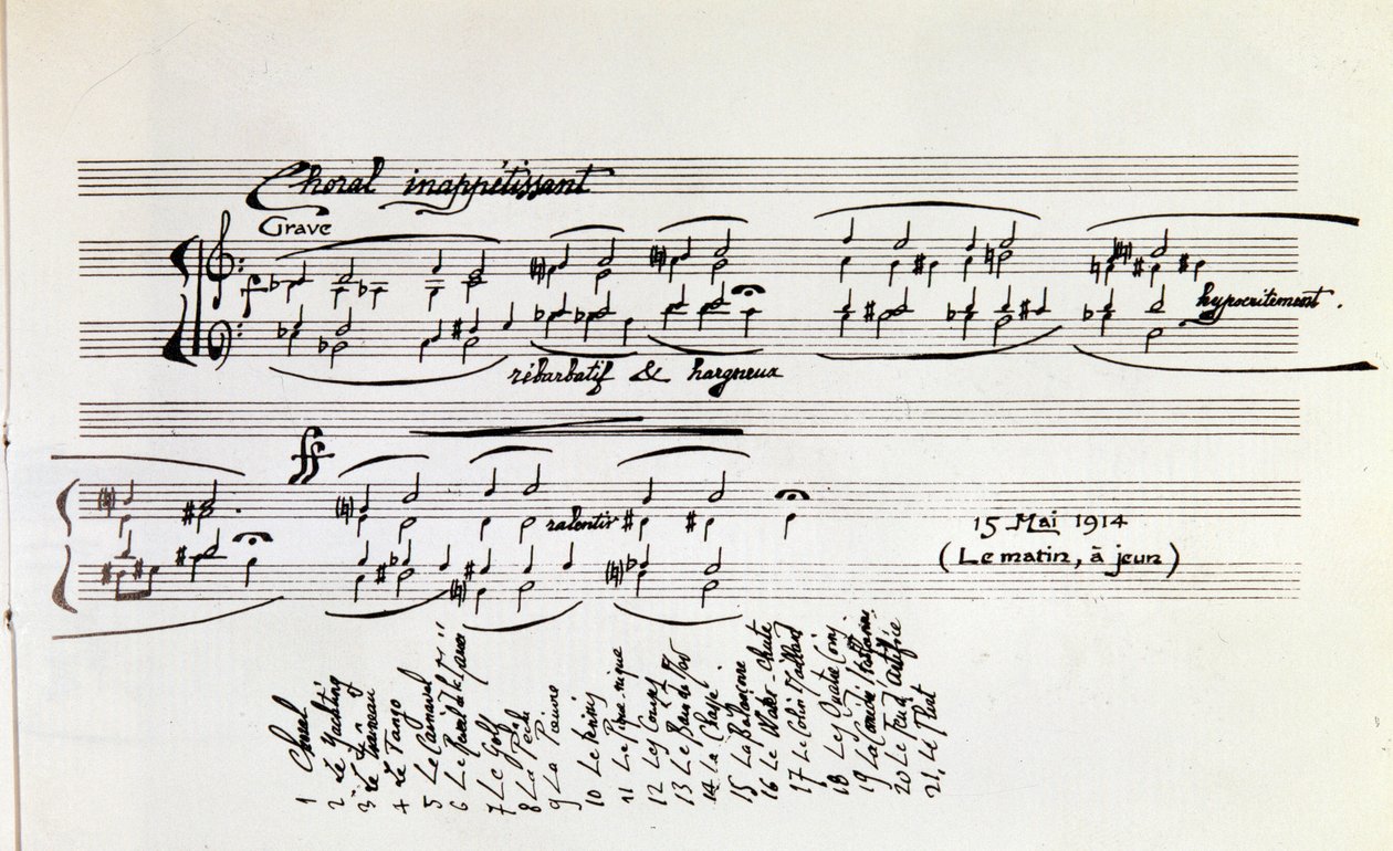 Détail de la partition musicale de Sports et divertissements par Erik Satie - Erik Satie