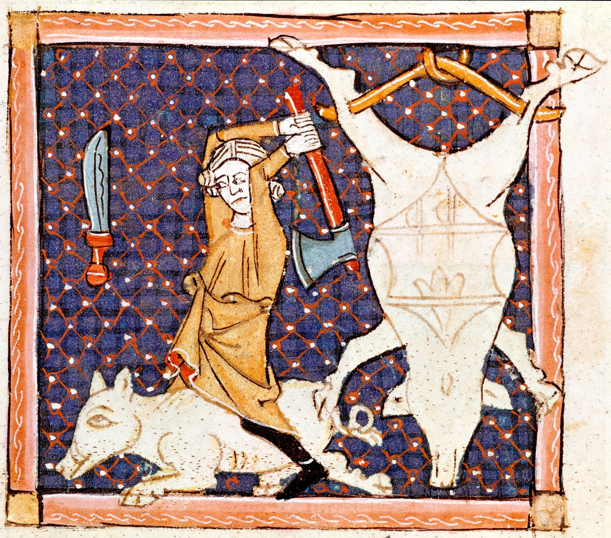 Décembre : abattage des porcs. Miniature tirée du « Breviaire d