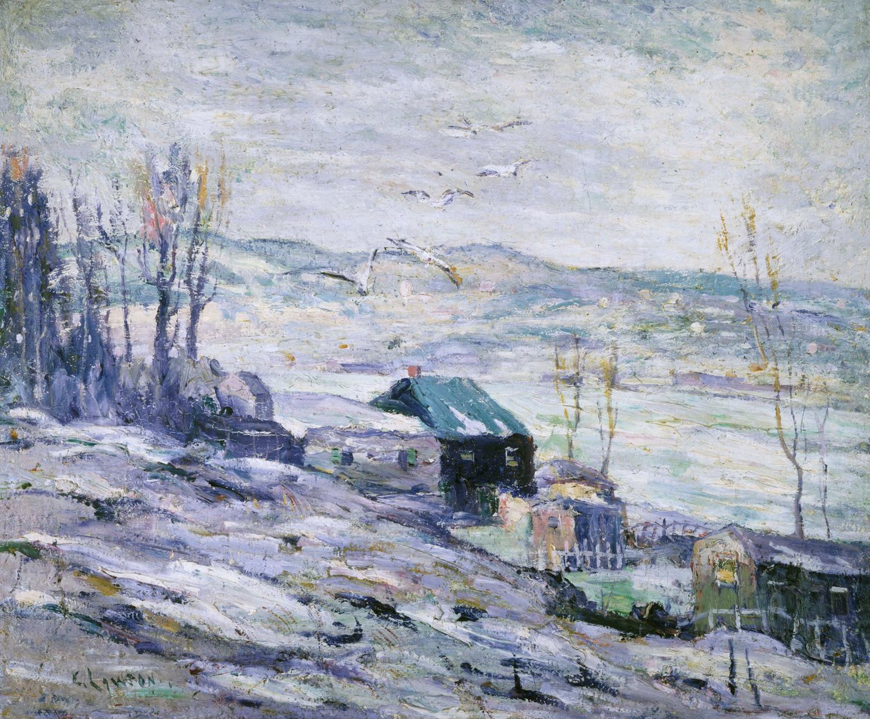 Jour venteux, rivière Bronx - Ernest Lawson