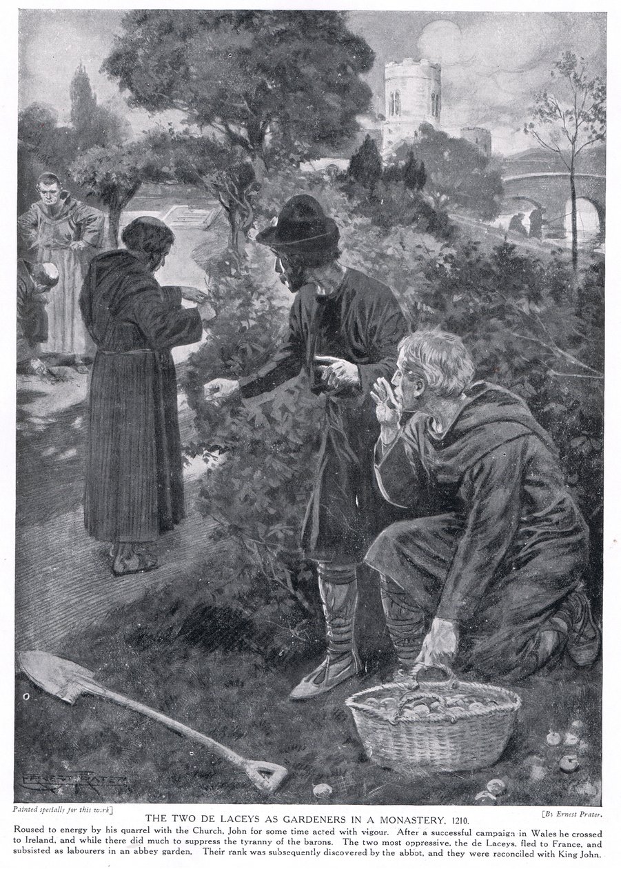 Les deux de Laceys comme jardiniers dans un monastère AD1210, années 1920 - Ernest Prater