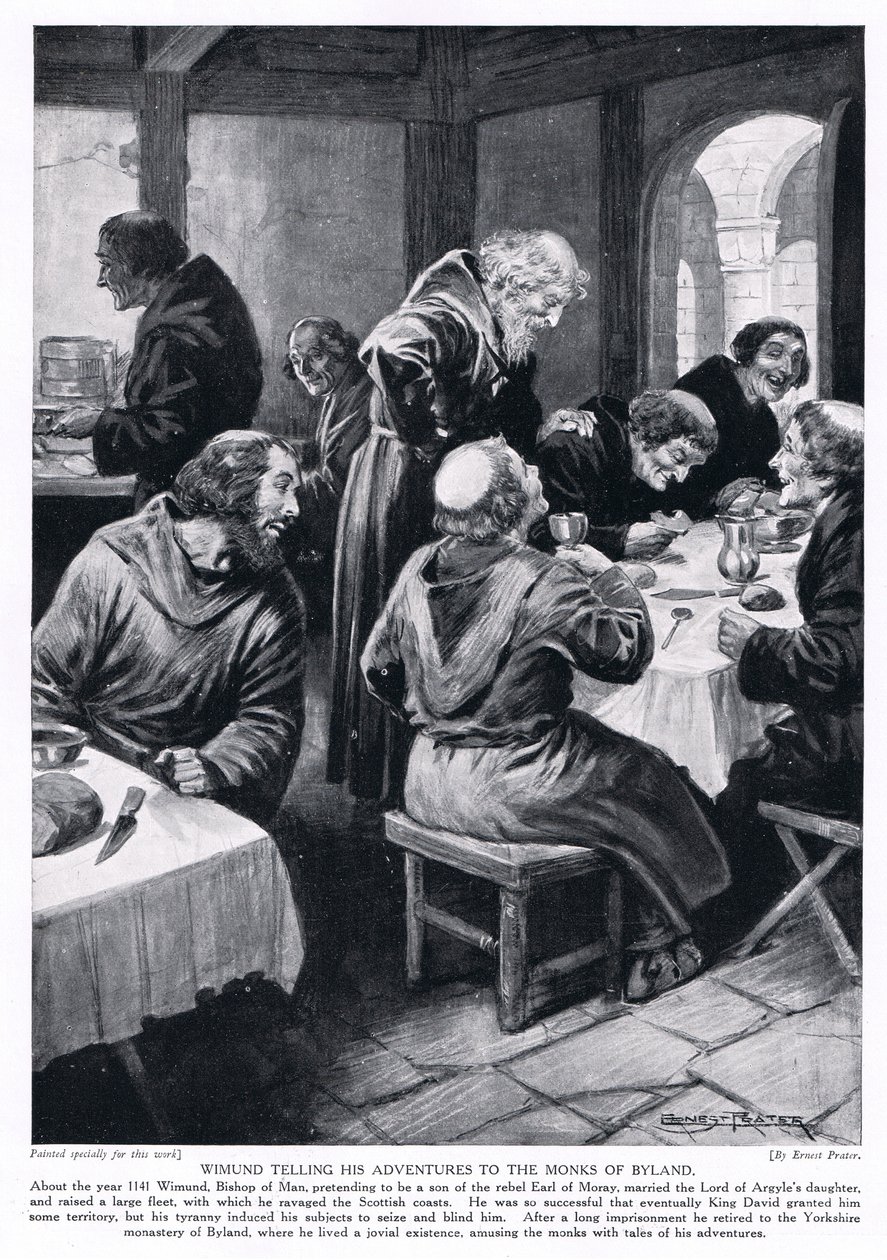 Wimund racontant ses aventures aux moines de Byland AD1141, années 1920 - Ernest Prater