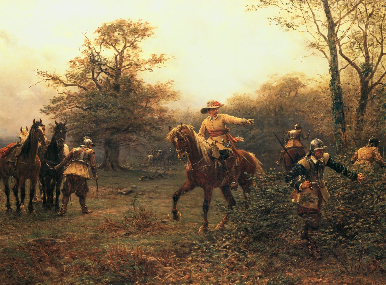 Le chêne de Boscobel (lithographie couleur) - Ernest (after) Crofts