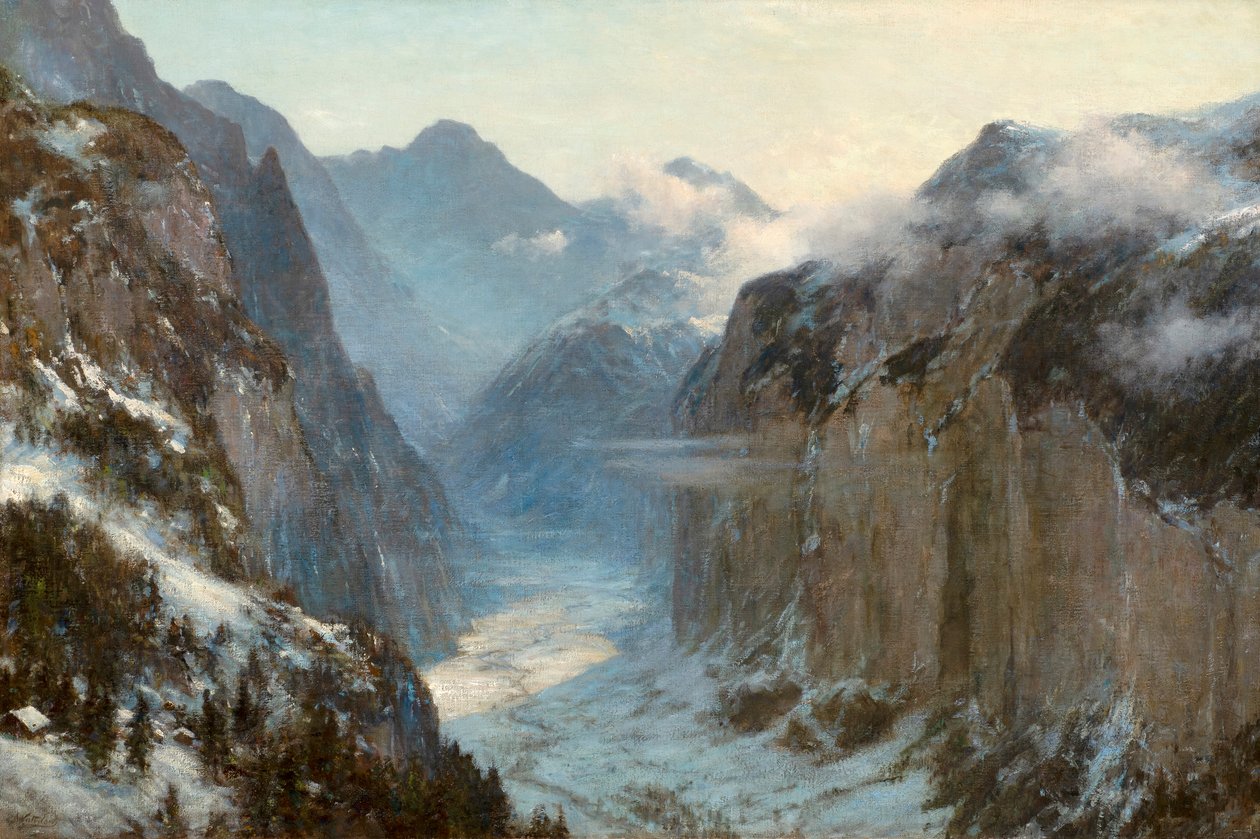 "Les profondeurs de la terre sont dans sa main" (huile sur toile) - Ernest Albert Waterlow