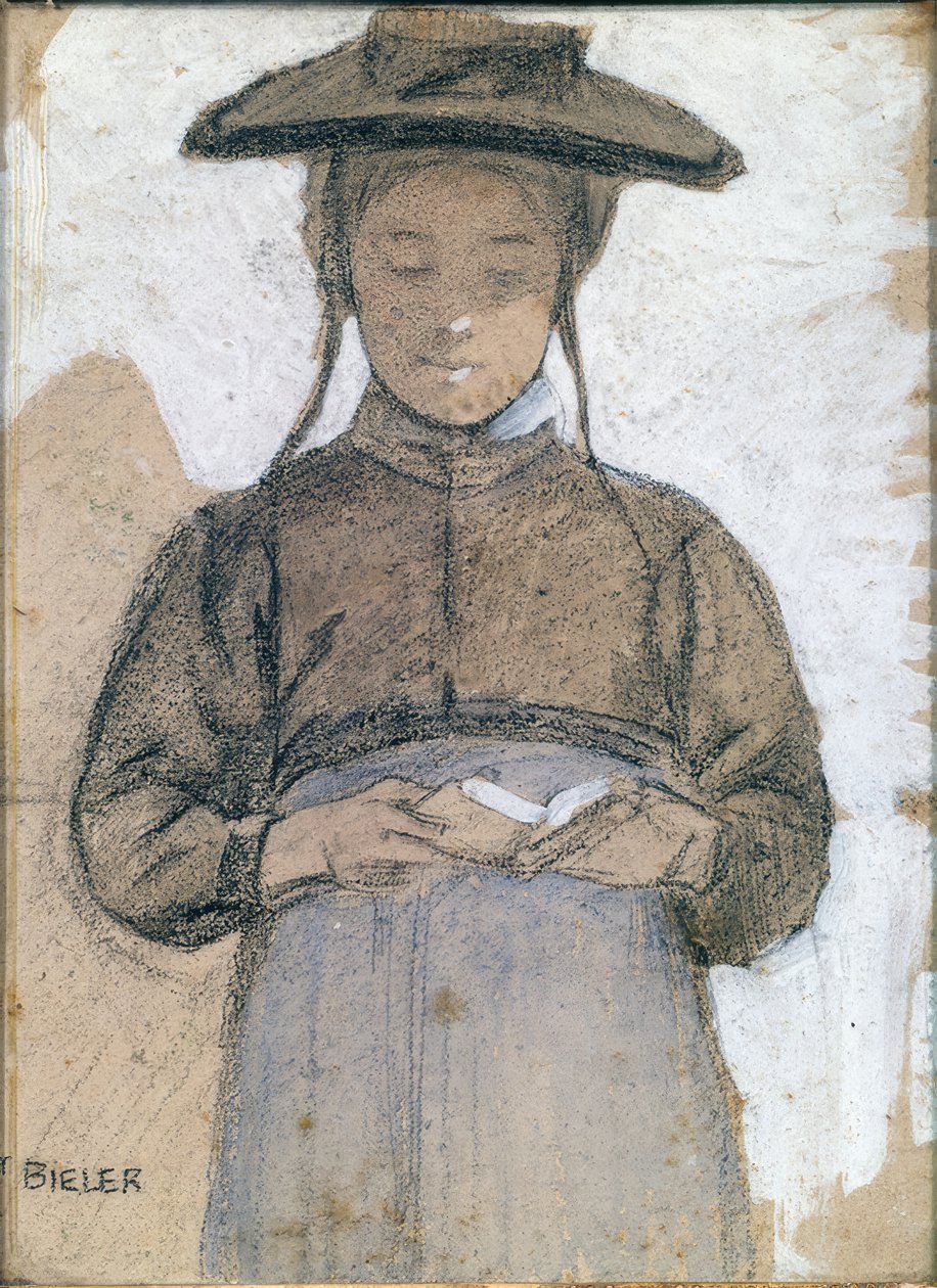 Jeune Valaisanne lisant son missel - Ernest Bieler
