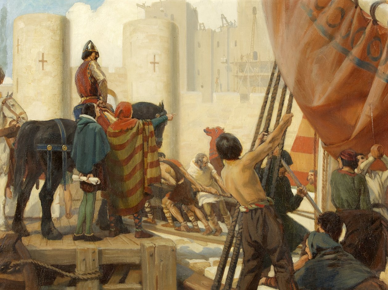 Robert, comte de Gloucester, construisant le grand donjon du château de Bristol en 1116 - Ernest Board