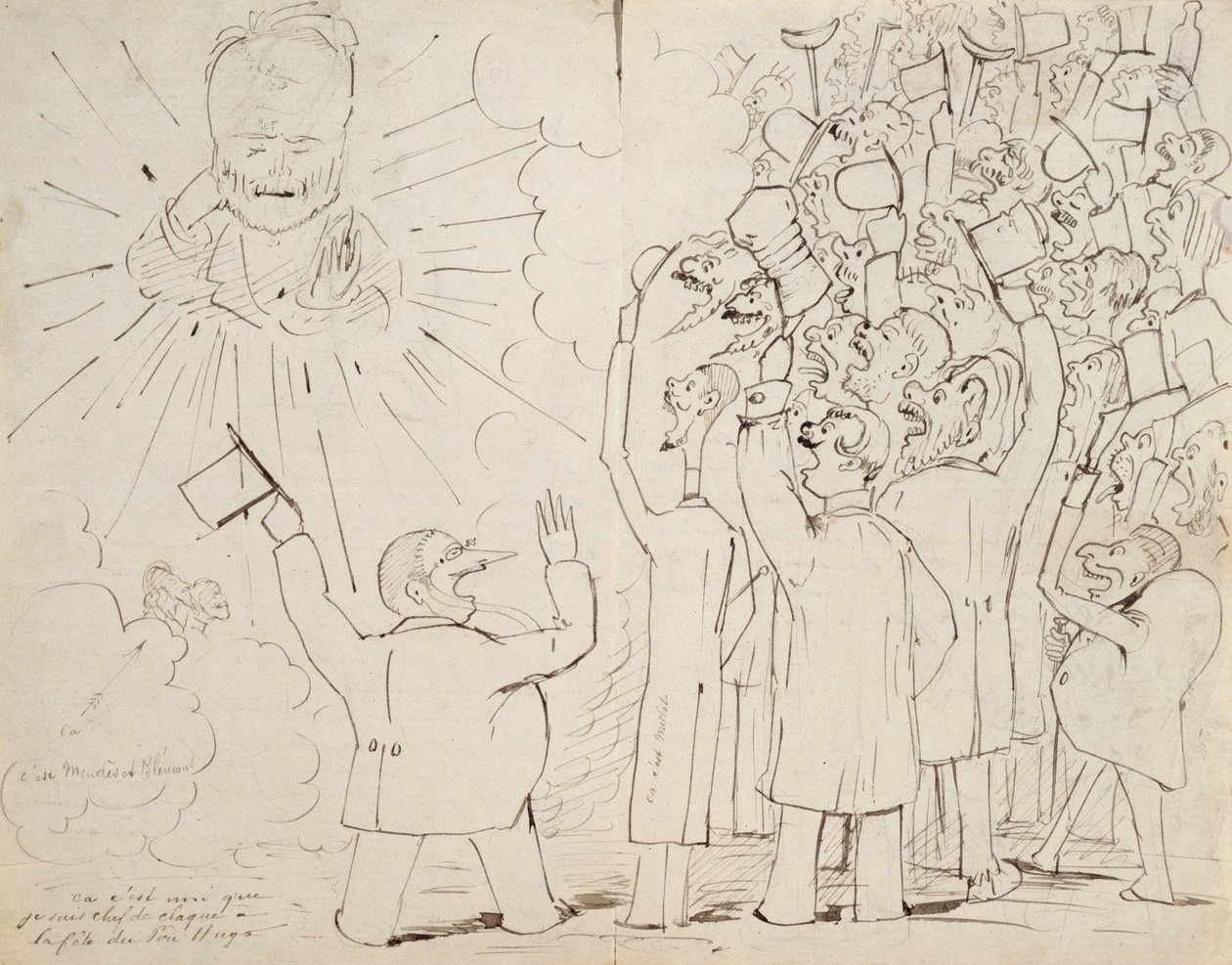 La célébration pour le vieux Hugo, caricature de Victor Hugo (1802-85) d