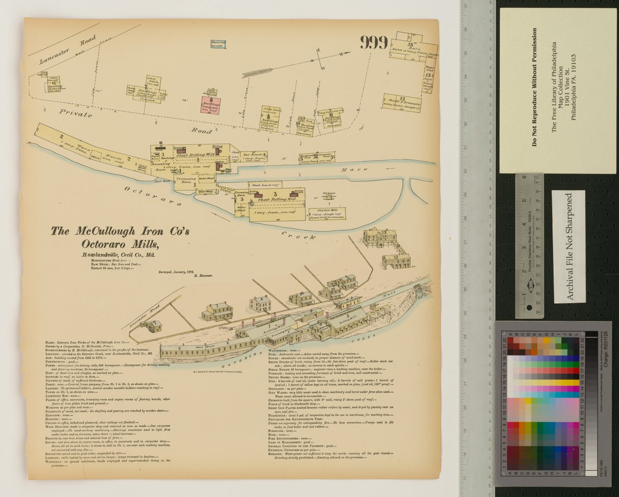 Octoraro Mills, Rowlandville, Maryland, Hexamer General Surveys, 1876 - Ernest Hexamer