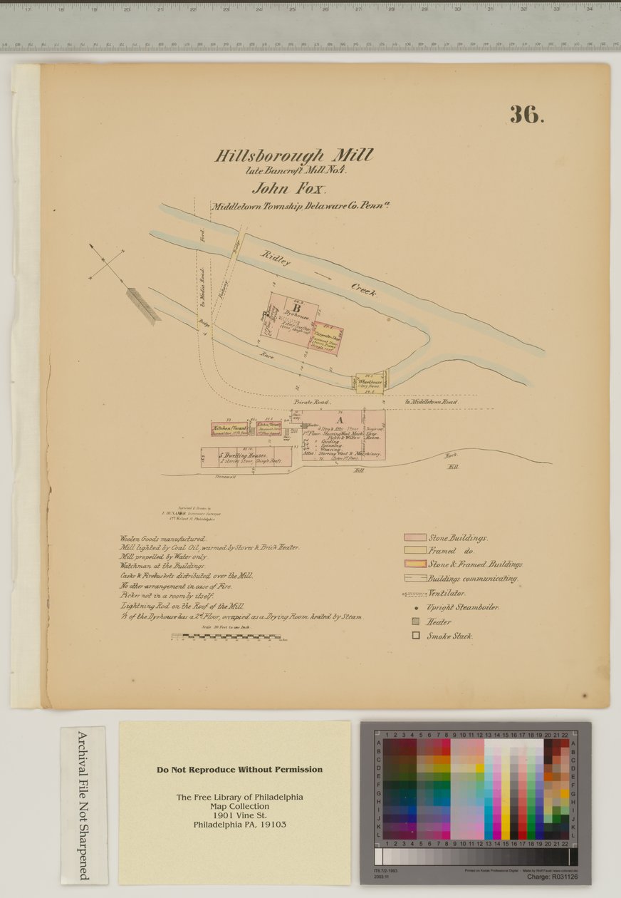Plan pour Hillsborough Mill, Middletown Township, Delware, illustration de 