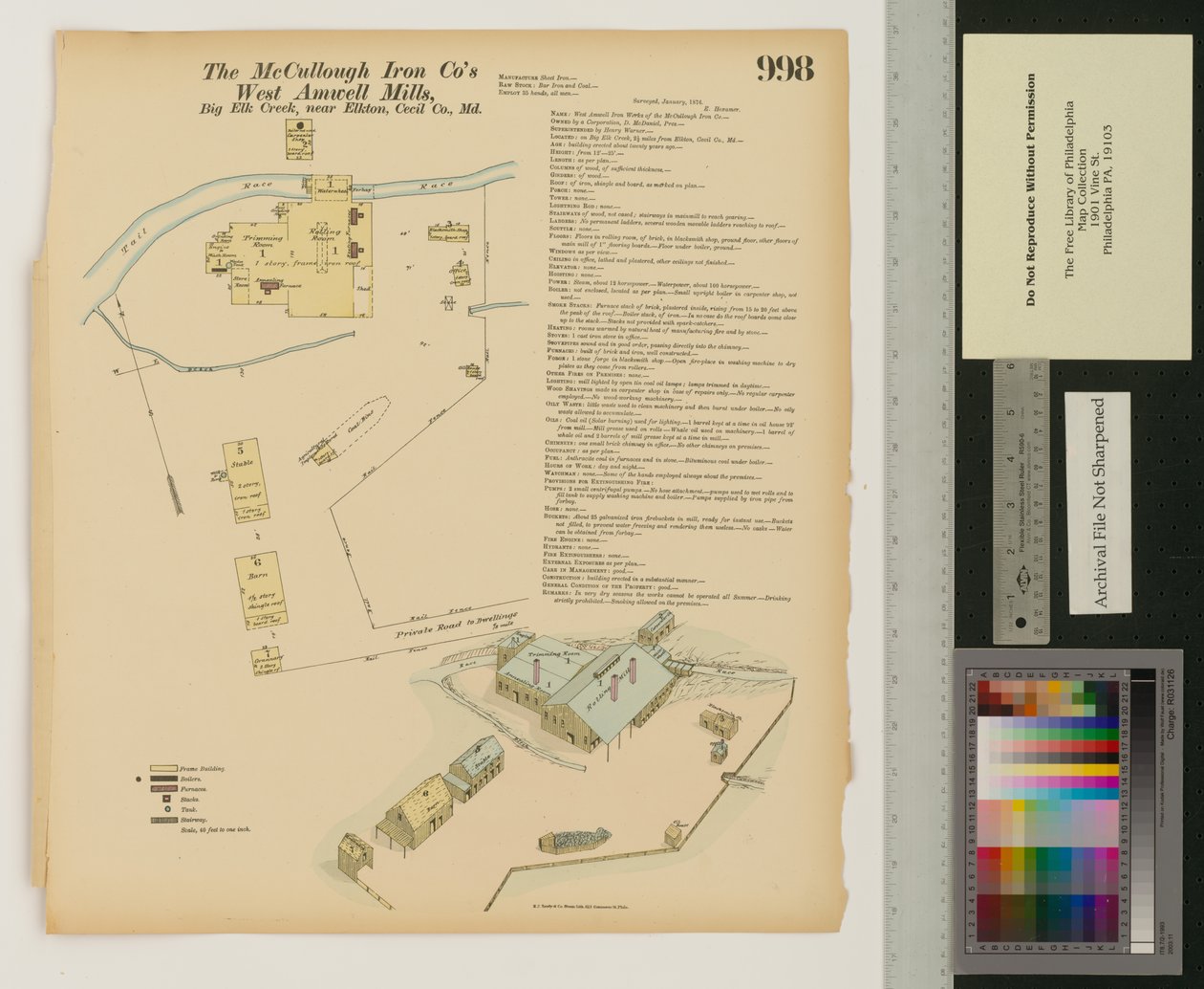 West Amwell Mill, Big Elk Creek, Maryland, Hexamer General Surveys, 1876 - Ernest Hexamer