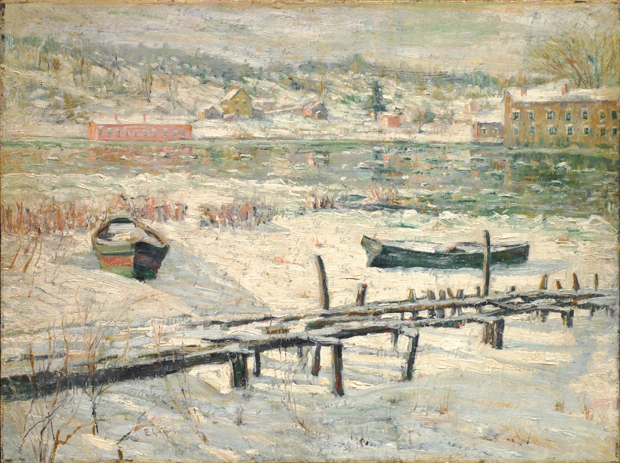 Harlem River en hiver, vers 1907 (huile sur toile) - Ernest Lawson