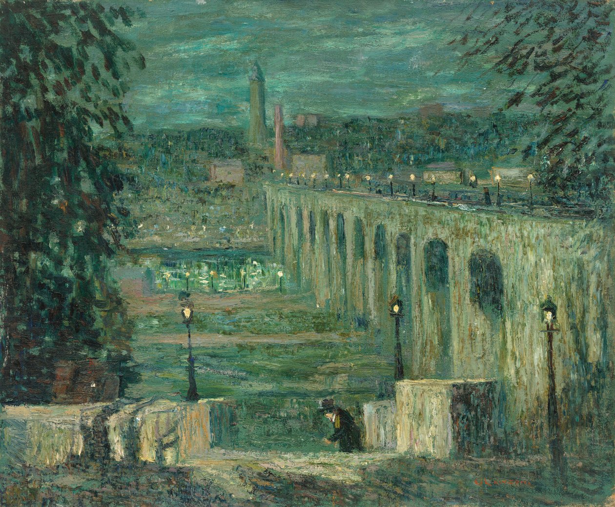 High Bridge la nuit, New York - Ernest Lawson
