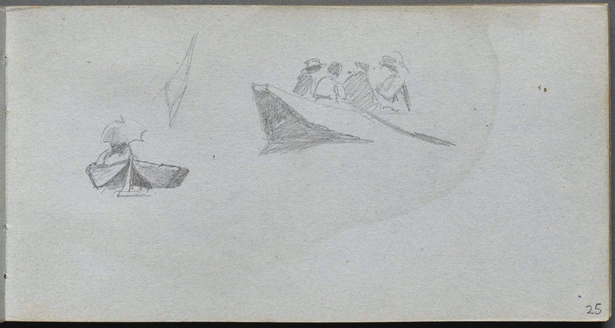 Carnet de croquis, page 25 : Études de figures dans des bateaux - Ernest Meissonier