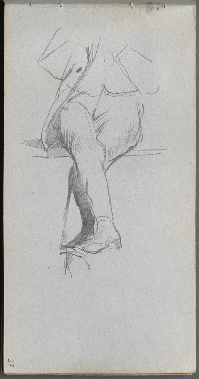 Carnet de croquis, page 37 : Étude de figure, jambes croisées - Jean Louis Ernest Meissonier