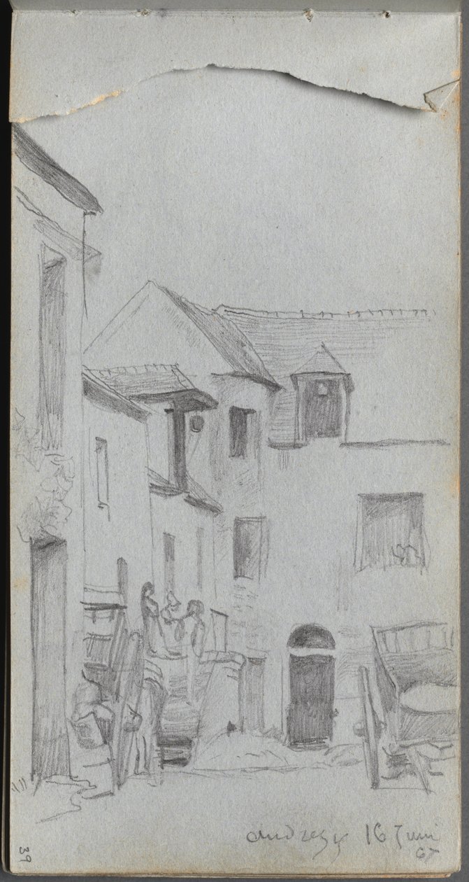 Carnet de croquis, page 39 : scène de rue - Jean-Louis Ernest Meissonier