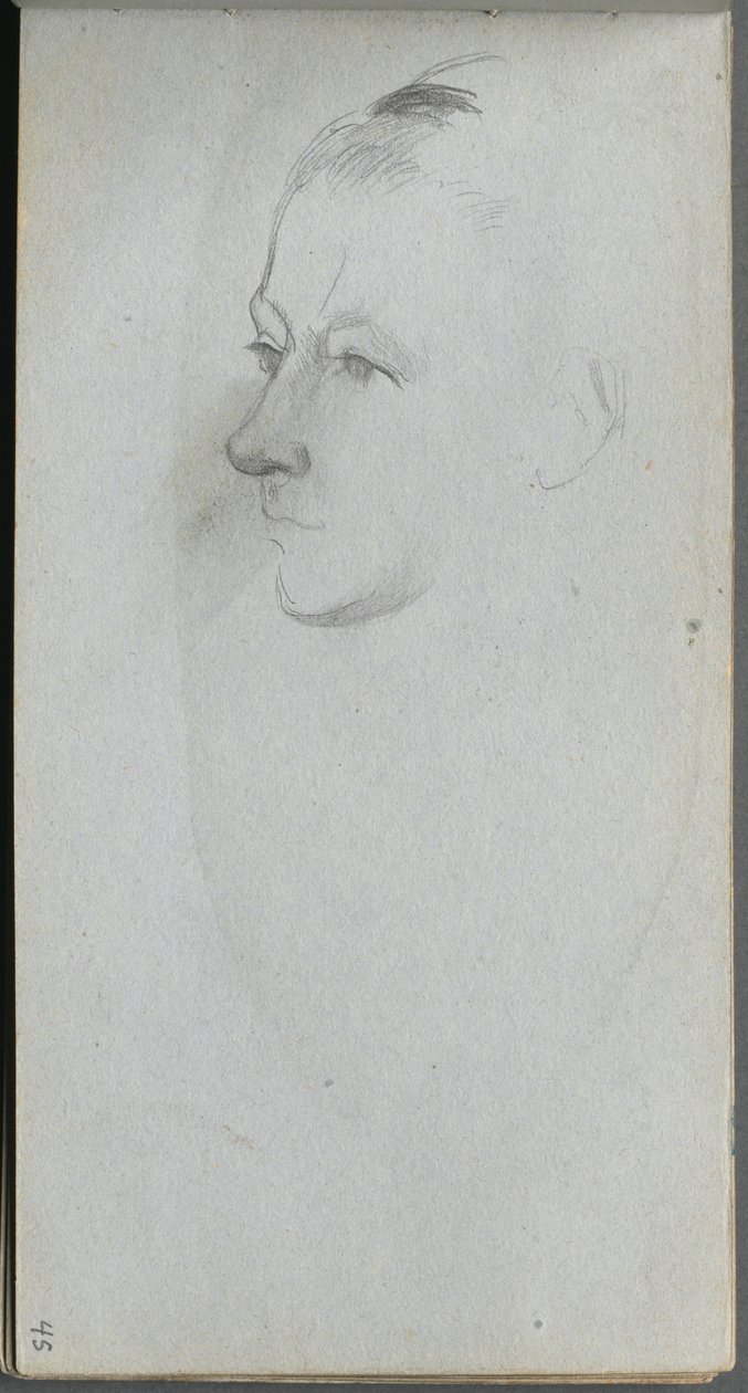 Carnet de croquis, page 45 : Visage de femme, vue de 34 - Jean Louis Ernest Meissonier